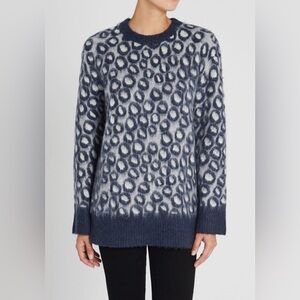 Current/Elliott Cali Brushed Leopard Print Sweater SZ L 3 Blue Grey